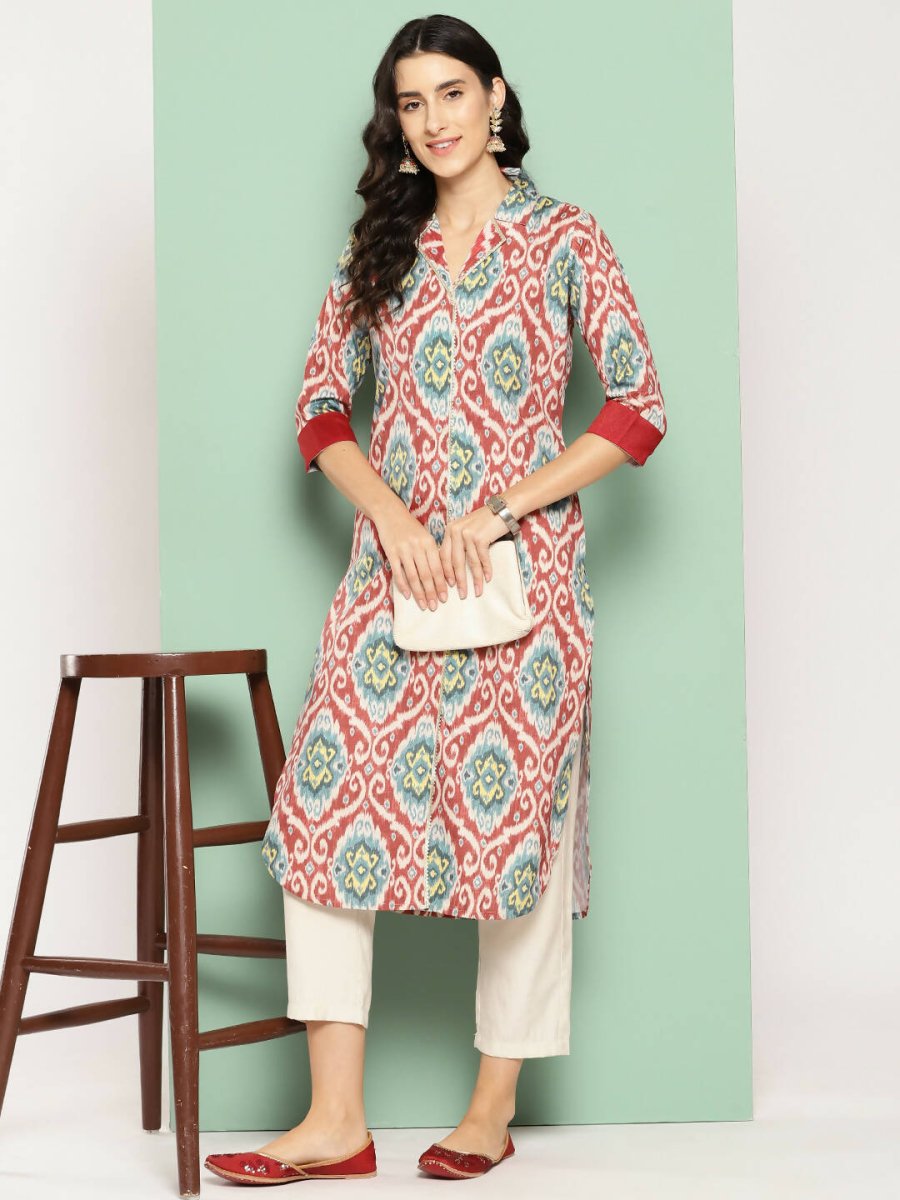 Ahalyaa Women's Traditional wear Kurta - Red - Distacart