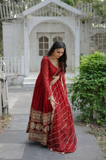 Thumbnail for Aastha Fashion Women's Maroon Faux Georgette Sequins Embroidered Anarkali Dress with Dupatta - Distacart