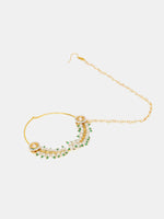 Thumbnail for Ruby Raang 22k Gold Polished Kundan Maharani Nose Ring (Clip On)