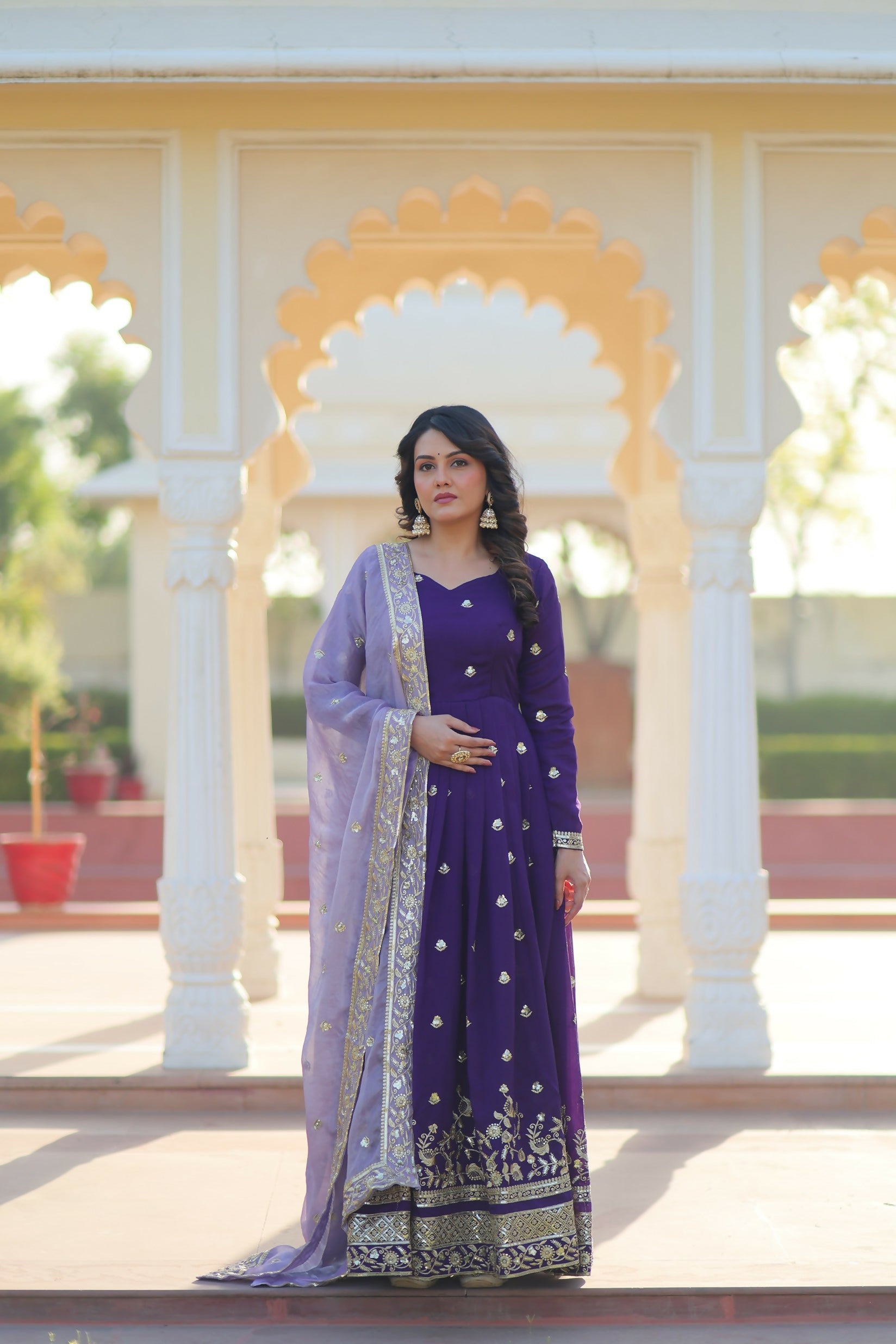 Joban Fashion Blue Georgette Sequence Embroidery Work Kurta Set