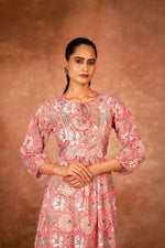 Thumbnail for Joban Fashion Pink Floral Hand Block Printed Cotton Kurta Pant Set - Distacart