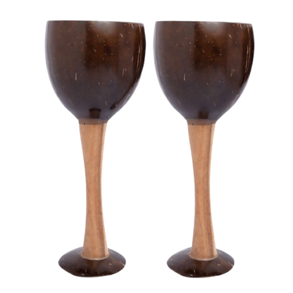 Thenga Coconut Shell & Wooden Wine Glasses - Dista