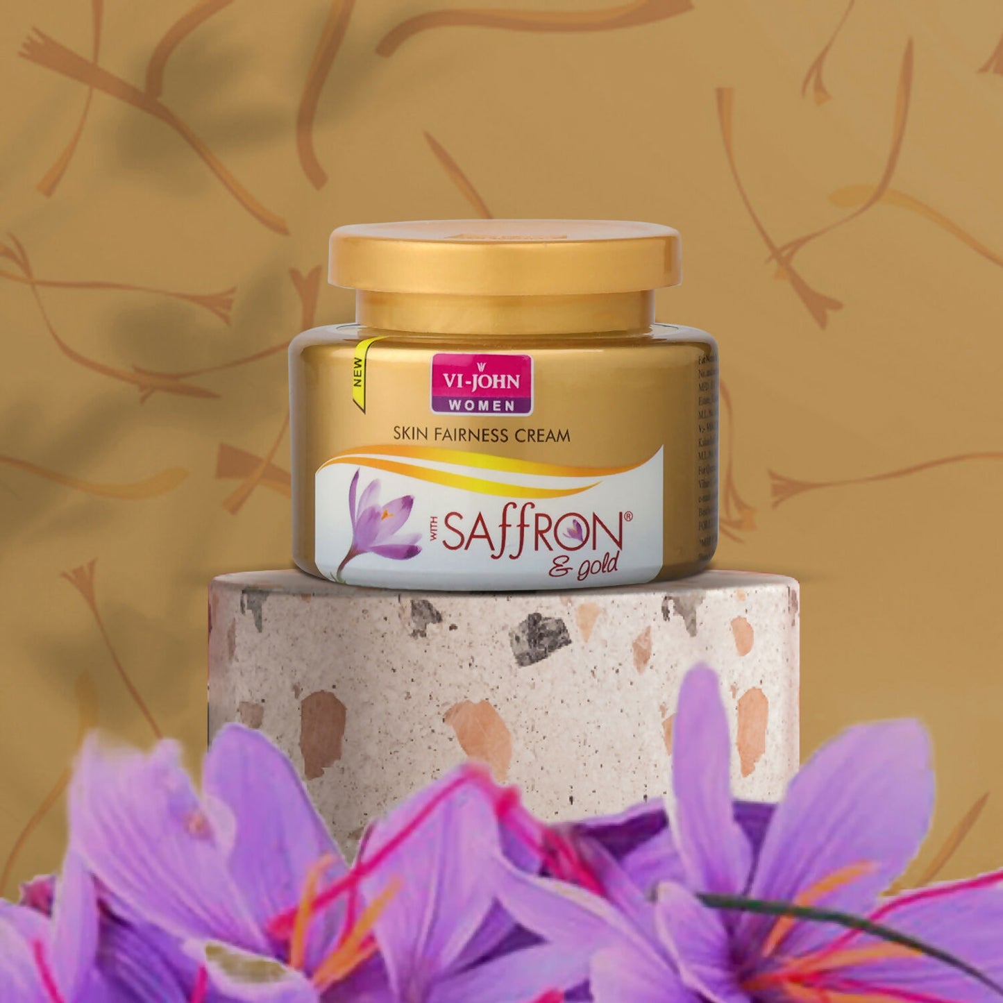 VI-JOHN Saffron Gold Skin Fairness Cream with Vitamin E & Mulberry Extracts - Distacart