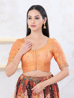 Thumbnail for Joban Fashion Rust-Gold Shimmer Elbow Sleeveless Front Open Blouse