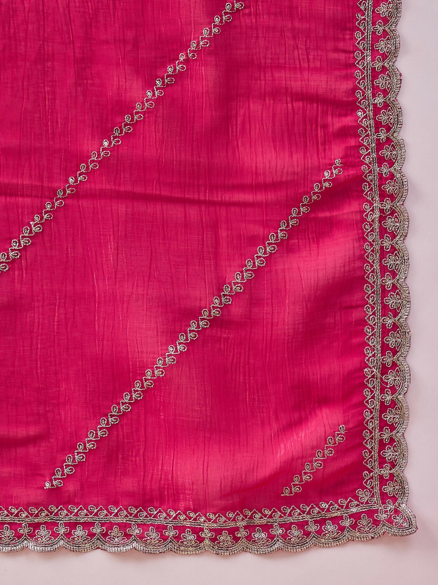 Pink Muslin Embroidered Saree with Unstitched Blouse Piece - Satya - Distacart