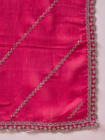 Thumbnail for Pink Muslin Embroidered Saree with Unstitched Blouse Piece - Satya - Distacart