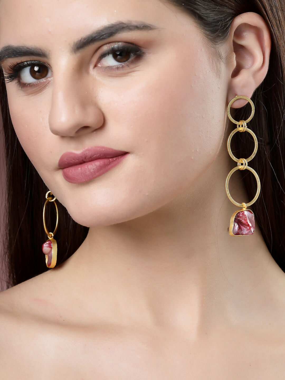 NVR Women's Gold-Plated Mother of Pearl Handcrafted Drop Earrings - Distacart