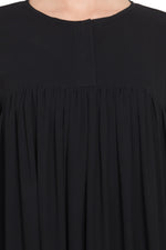 Thumbnail for Bashariya Loose From Chest| Arabian Abaya With Gather and Smocky Sleeves - Black