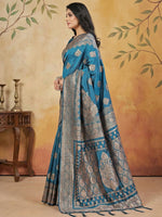 Thumbnail for Shree Shyam Fashion Teal Silk Blend Saree - Distacart