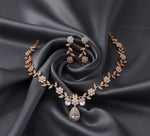 Thumbnail for Jewel City Exquisite Rose Gold Plated White American Diamond Necklace Set - Distacart