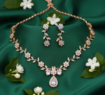 Thumbnail for Jewel City Exquisite Rose Gold Plated White American Diamond Necklace Set - Distacart