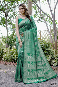 Thumbnail for Partywear Designer Green Banarasi Silk Fancy Saree - Starwalk - Distacart