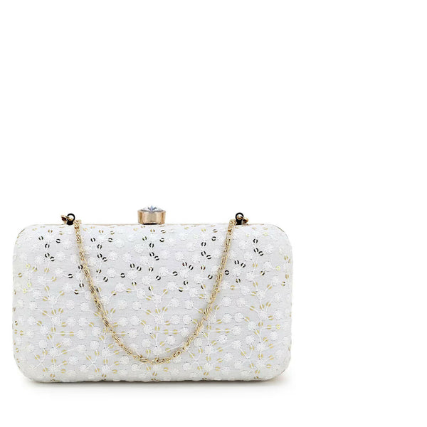 Joban Fashion Women Embellished Potli Clutch - White - Dista