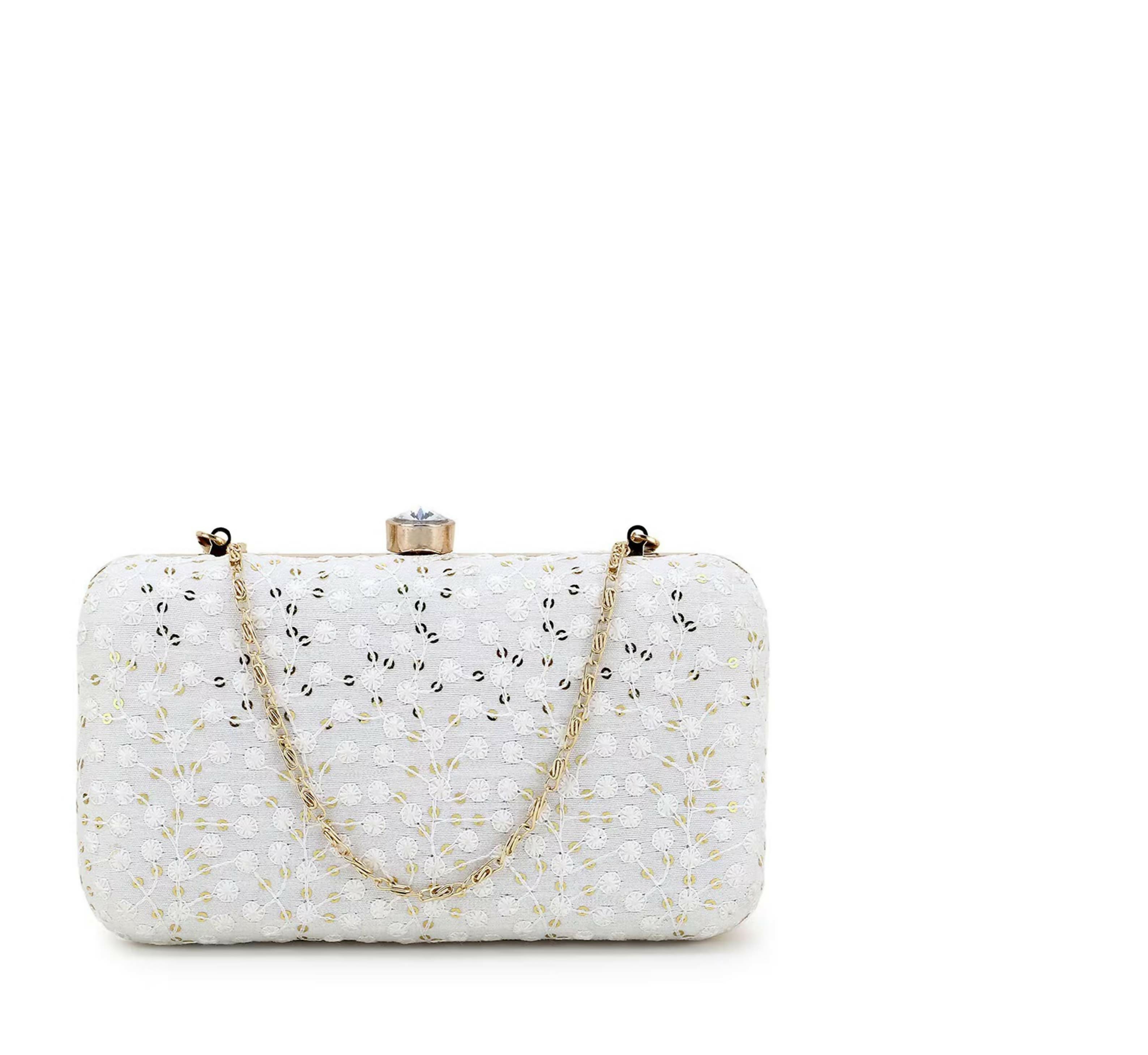 Joban Fashion Women Embellished Potli Clutch - White - Dista