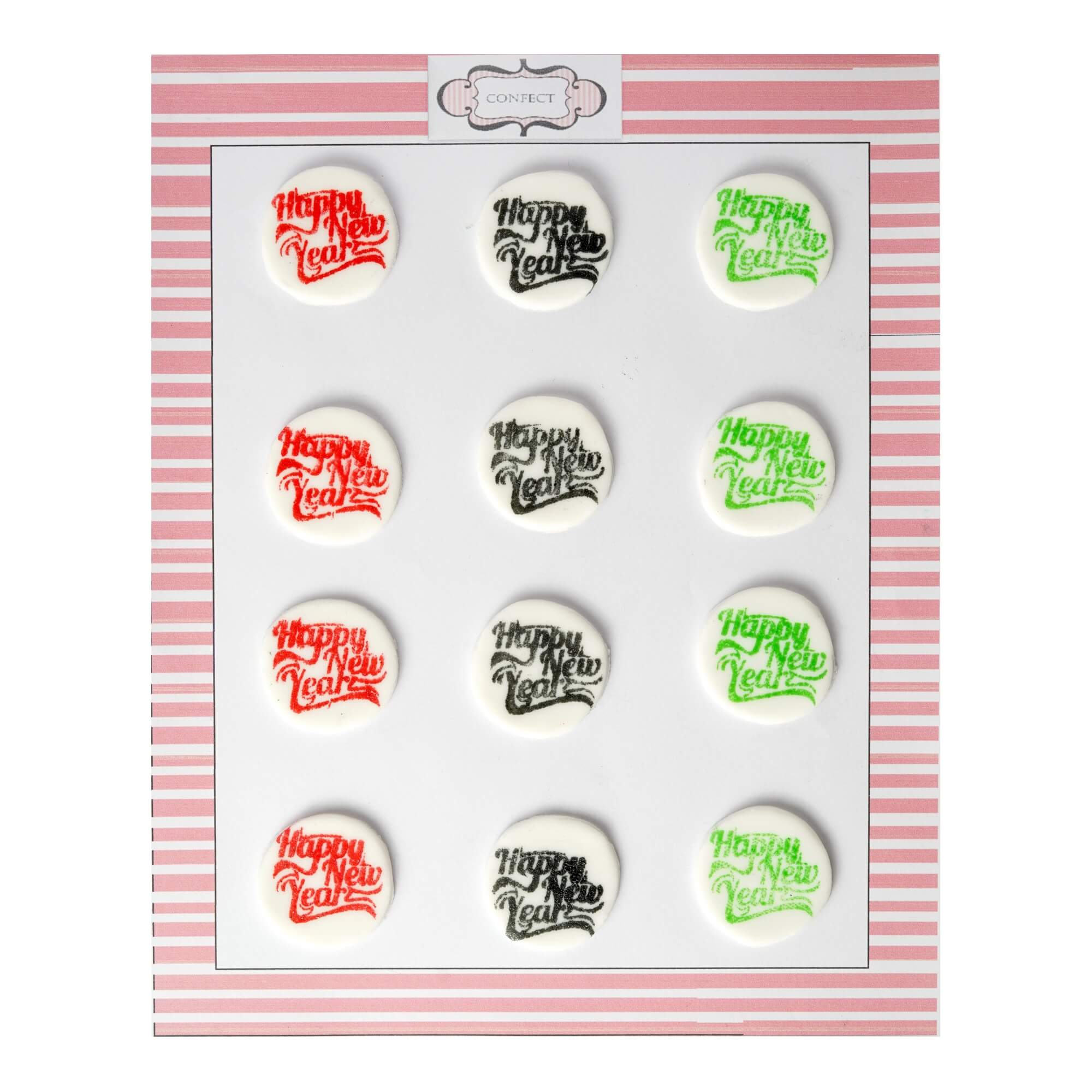confect happy new year red green black cc 32 60 gms