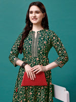 Thumbnail for Floral Printed Rayon Flared Dress Kurta, Multicolor - Hiral Fashion - Distacart