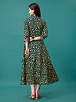 Thumbnail for Floral Printed Rayon Flared Dress Kurta, Multicolor - Hiral Fashion - Distacart