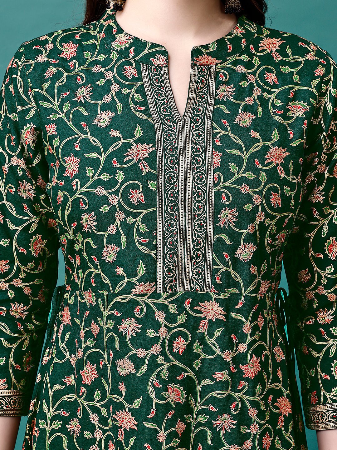 Floral Printed Rayon Flared Dress Kurta, Multicolor - Hiral Fashion - Distacart