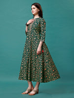 Thumbnail for Floral Printed Rayon Flared Dress Kurta, Multicolor - Hiral Fashion - Distacart