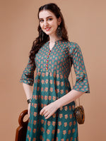 Thumbnail for Rayon Ethnic Motifs Printed Flared Kurta, Multicolor - Hiral Fashion - Distacart