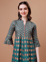 Thumbnail for Rayon Ethnic Motifs Printed Flared Kurta, Multicolor - Hiral Fashion - Distacart