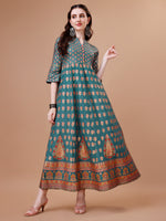 Thumbnail for Rayon Ethnic Motifs Printed Flared Kurta, Multicolor - Hiral Fashion - Distacart