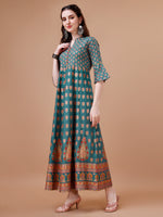 Thumbnail for Rayon Ethnic Motifs Printed Flared Kurta, Multicolor - Hiral Fashion - Distacart