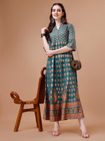 Thumbnail for Rayon Ethnic Motifs Printed Flared Kurta, Multicolor - Hiral Fashion - Distacart