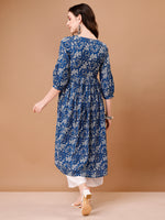 Thumbnail for Floral Printed Flared Tie Up Neck Kurta, Multicolor - Hiral Fashion - Distacart