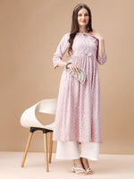 Thumbnail for Bandhani Printed Flared Tie Up Neck Kurta, Multicolor - Hiral Fashion - Distacart