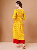 Thumbnail for Floral Printed Flared Tie Up Neck Kurta, Multicolor - Hiral Fashion - Distacart