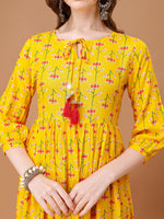 Thumbnail for Floral Printed Flared Tie Up Neck Kurta, Multicolor - Hiral Fashion - Distacart