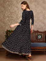 Thumbnail for Embroidered & Printed Flared Rayon Kurta Premium Luxury, Multicolor - Hiral Fashion - Distacart