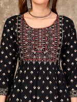 Thumbnail for Embroidered & Printed Flared Rayon Kurta Premium Luxury, Multicolor - Hiral Fashion - Distacart