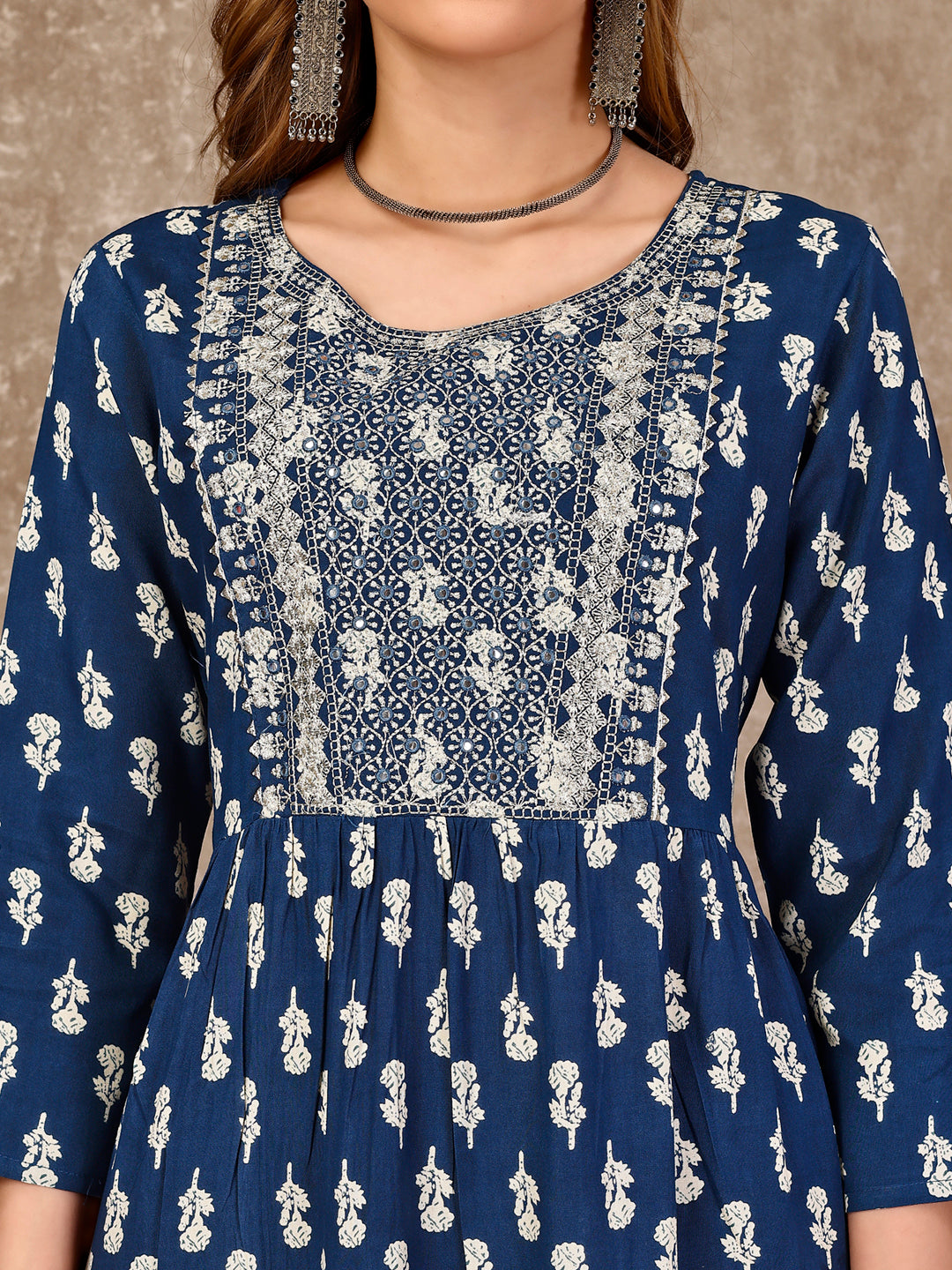 Embroidered & Printed Flared Rayon Kurta Premium Luxury, Multicolor - Hiral Fashion - Distacart