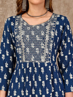 Thumbnail for Embroidered & Printed Flared Rayon Kurta Premium Luxury, Multicolor - Hiral Fashion - Distacart