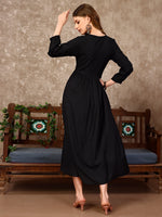 Thumbnail for Embroidered Flared Rayon Kurta, Multicolor - Hiral Fashion - Distacart