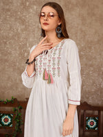 Thumbnail for Embroidered Flared Rayon Kurta, Multicolor - Hiral Fashion - Distacart