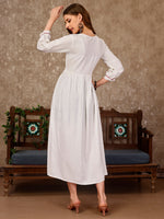 Thumbnail for Embroidered Flared Rayon Kurta, Multicolor - Hiral Fashion - Distacart