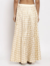 Thumbnail for Wahe-NOOR Cream Printed Rayon Skirt
