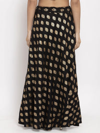 Thumbnail for Wahe-NOOR Black-Printed-Rayon -Skirt-CC40844