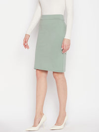 Thumbnail for Wahe-NOOR Pista Green Solid Pencil Skirt