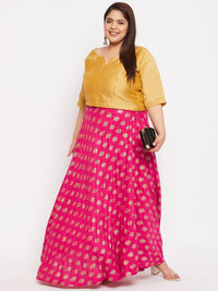 Thumbnail for Wahe-NOOR Magenta Printed Flared Rayon Skirt