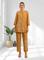 Thumbnail for Joban Fashion Coral Cotton, Linen Embroidered Readymade Cord Set - Distacart