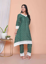 Thumbnail for Miravan Womens Green Rayon Zigzag Print Kurta With Palazzo Set - Distacart