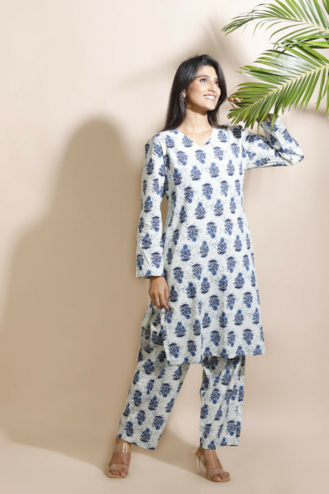 Buy Breathables Women'S Cream Cotton Indian Motif Butta Loungewear