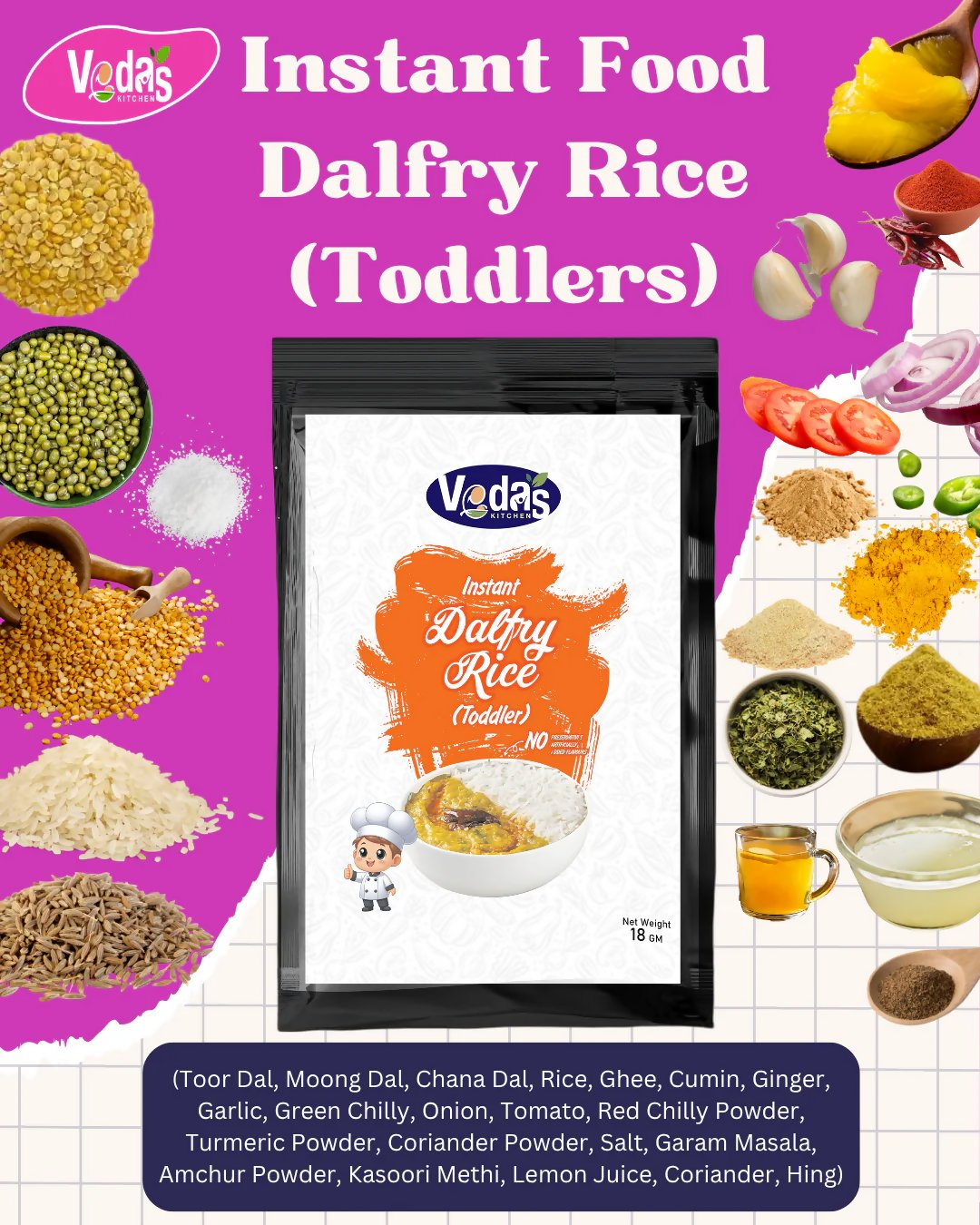 Vedas Kitchen Dal Fry Rice (Toddlers) - Dista