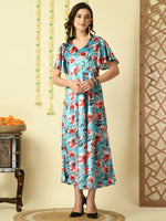 Thumbnail for Myshka Women's Multi Printed Velvet Party Dress - Distacart