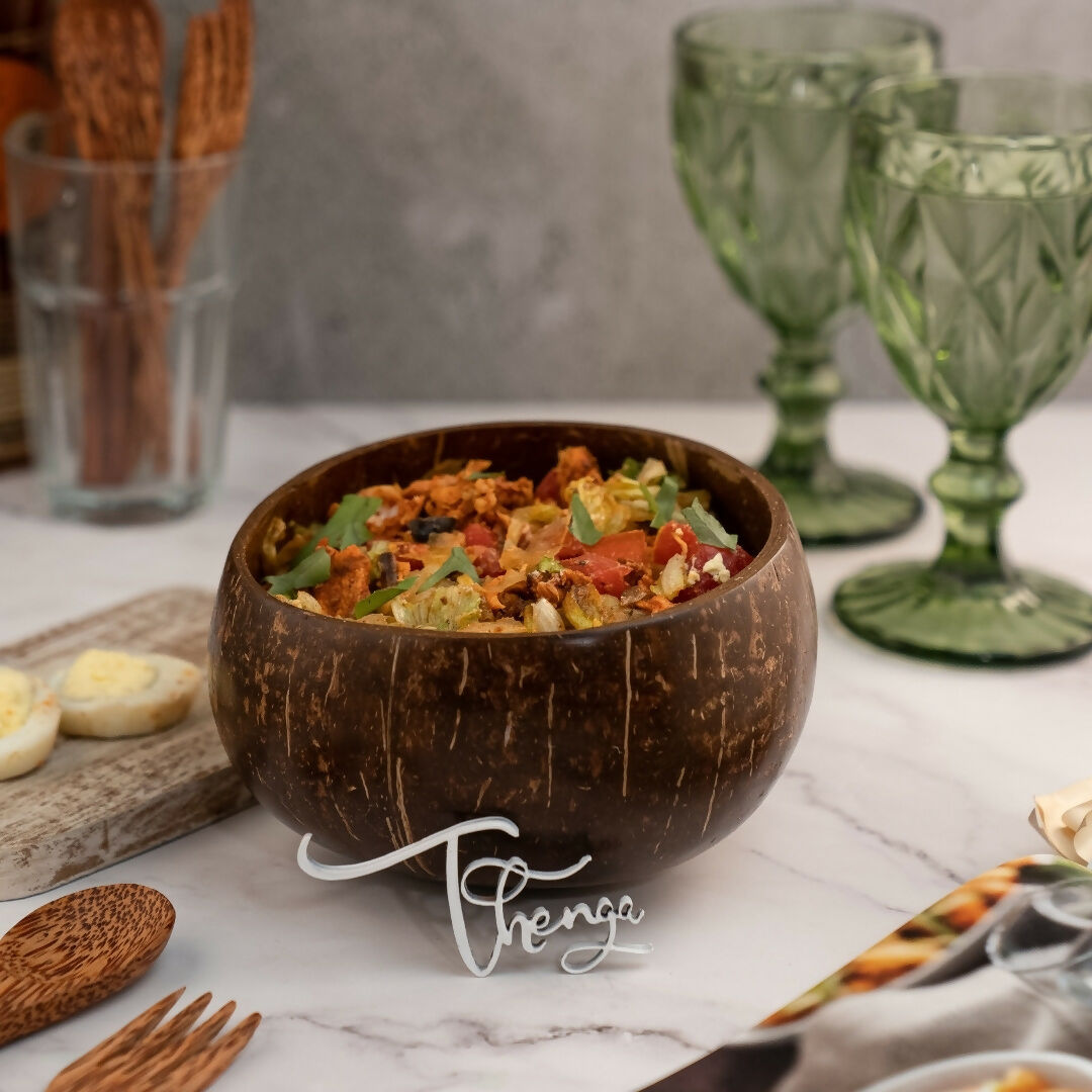 Thenga Handmade Jumbo Coconut Shell Bowls with Spoons - Dista