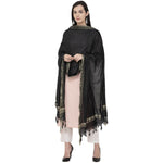 Thumbnail for A R Silk Golden Border Regular Dupatta Color Black Dupatta or Chunni